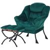 SESHINELL Poltrona con ottomana, comoda sedia imbottita da salotto con tasca laterale e braccioli, set moderno per camera da letto e poggiapiedi, per soggiorno, verde velluto