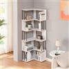 [en.casa] Scaffale Angolare a 5 Ripiani Libreria da Terra con Vani Aperti e Supporti in Metallo 160x54x54 cm Mobile Espositore per Libri Piante Soggiorno Camera da Letto - Bianco