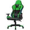 ML DESIGN modern living ML-Design Sedia da Gaming Illuminazione LED RGB e Altoparlanti Bluetooth e Cuscino Lombare Ecopelle Verde Poltrona Ufficio Ergonomica Confortevole Braccioli Poggiatesta Altezza Regolabile Reclinabile