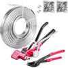 VEVOR Set di Reggiatura per Cinghie Metalliche, Rotolo di Reggiatrice Resistente in Acciaio da 60 m con 200 Fibbie Metallici, Kit di Reggiatrice Manuale Imballaggio per Magazzino Trasporto Trasloco