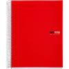 Miquelrius - Quaderno A4, 200 fogli in 8 colori, Carta 70 g/m², Quadretti 5 mm, Copertina in polipropilene 0,8 mm, Spirale 360°, 4 fori, Prodotto in Spagna, Notebook The Original, Rosso