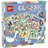 APLI Kids 19147 - Giochi riuniti 4 in 1, set di 4 giochi da tavolo classici illustrati: oca, perigi, scale e 4 a righe.