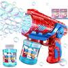 Vansky Macchina per bolle di sapone per bambini, pistola automatica per bolle di sapone con luce LED, con serbatoio da 110 ml, regalo per bambini, feste, matrimoni, giocattoli all'aperto (blu + rosso)
