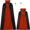 Winwild Cappa da vampiro per bambini con collo alto per adulti, nera e rossa double-face, cappa da vampiro nobile per uomo e donna, Halloween cappe di Dracula, mantelle vampire travestimenti e feste a tema