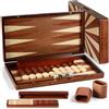 Syrace Set da backgammon pieghevole in legno, con pezzi da gioco in legno e accessori, 2 giocatori, grande, 38,1 cm, design squisito artigianale, perfetto per adulti e bambini