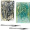 Mtbricey 2 cuscinetti picky pad con 2 pinzette per alleviare la pelle (F) | Giocattolo sensoriale in silicone riutilizzabile per adulti e adolescenti, per tricotillomania per ansia e stress