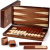 Syrace Lussuoso set da backgammon in legno fatto a mano - grande tavola da viaggio pieghevole da 16'' (40,6 cm) con pezzi di grandi dimensioni e scatola portaoggetti, gioco di strategia premium per due