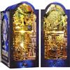 Suewidfay Kit DIY Book Nook, Casa delle Bambole in Miniatura con Lampada a LED & Sensore, Puzzle 3D in Legno Kit Booknook Decorativo, Kit di Modelli per Adolescenti e Adulti (Esplorazione Interstellare)