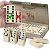 Queensell Domino Double 6 MEGA, Set da 28 Tessere Grandi con Punti Neri, Tessere da 7,5 cm e Scatola Regalo, Gioco da Tavolo Classico per Famiglia e Amici