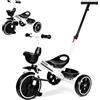 KRIDDO 2-in-1 Triciclo per Bambini da 18 Mesi a 5 Anni, Maniglione Estensibile per una Spinta Senza Sforzo, Triciclo Regalo per Bambini da 3 a 5 Anni con Pedana Frontale Pieghevole, Bianco