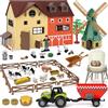 QiquBox Fattoria Animali Giocattolo Bambini Set per 3 4 5 6 7 Nnni Ragazzi Ragazze | Figure Animali Fattoria Set con Casa Fienile Mulino Vento Trattore, Regali di Compleanno e Natale
