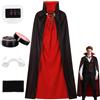 Superum Costume da vampiro per bambini maschi, 90/120 cm Costume da vampiro reale con sangue finto, denti spugna per il trucco, nero e rosso Dracula double face Mantello Bambino Halloween Carnevale Cosplay