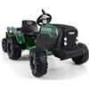 RELAX4LIFE Trattore Elettrico a Batteria 24V con Rimorchio Staccabile, Controllo Remoto, Porta USB, Connessione Wireless e Luci LED, Veicolo a 3 Velocità per Bambini dai 3 agli 8 Anni (VERDE)