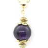 ThurColas Collana artigianale con pendente in vetro lampwork viola e ottone dorato, stile vintage, fabbricazione francese
