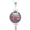 ThurColas Collana artigianale con perle piatte di vetro lampwork viola e ottone argentato, stile vintage, fabbricazione francese