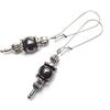ThurColas Orecchini vintage da donna in acciaio inox con pietre naturali e cerchi decorativi