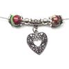 Handmade Collana di perle di giada per donna tinta di rosso e verde con pendente in filigrana a forma di cuore
