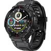 findtime Smartwatch da uomo tattico impermeabile con monitor di sonno podometro calorie cronometro, chiamata Bluetooth, Nero , misura unica, Cinghia
