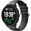 GIOPUEY 22mm Cinturini Compatibile con Suunto Run/Race/Race S/Race2/Vertical/Suunto 5 Peak/9 Peak/Ocean, Vera Pelle Cinturino [Resistente all'Usura] [Traspirante] - Black
