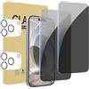 Generic Confezione da 2 + 2 pellicole protettive per iPhone 17 Pro Max con protezione per obiettivo della fotocamera, copertura completa, pellicola in vetro temperato anti-spia, durezza 9H, facile