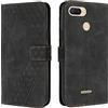OKZone Cover per Xiaomi Redmi 6/6A, Custodia in PU Pelle per Xiaomi Redmi 6/6A, Custodia a Libro Protettiva Folio Portafoglio con Chiusura Magnetica e Slot per Carte Wallet Case Flip Cover (Nero)