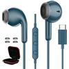 AIAUXAI Cuffie USB C per Samsung Galaxy S26 Ultra S25 S24 S23 A57 A16 A17, Blu | Cuffie In-Ear per iPhone 18 Pro Max 17 16 15, Auricolari Tipo C con Microfono Hi-Fi Stereo Auricolari per Google per Xiaomi
