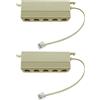 eMagTech Set di 2 distributori telefonici a cinque vie RJ11 6P4C maschio a 5 porte di uscita femminili, adattatore per mediatori fax, macchine telefoniche fisse, linee di ufficio