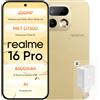 realme 16 Pro 5G Smartphone, 8+256GB, Dual SIM, IP69, Funzioni AI, Ricarica Rapida 45W, Batteria 6500mAh, Display Piatto 6,78 144Hz, Fotocamera 200MP OIS, Oro (con Adattatore)