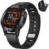 LanQii QuickFit 22mm Cinturino Magnetico per Garmin Fenix E 47mm/Fenix 8 47mm/Fenix 7/7 Pro Solar/7 Pro/6/6 Pro/5, Cinturini in Silicone per Garmin Epix 2 47mm/Forerunner 965/955, Nero