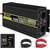 NOVOPAL 3000W Onda Sinusoidale Pura Power Inverter DC 24V AC 220V | 5m Telecomando,2 EU Presa,1 USB,Adatto per Case, Camper, Camion, Sistemi Solari Off-Grid,Potenza di picco 6000W
