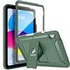 TiMOVO Cover Custodia per iPad A16 11/10 Gen 10,9, Verde notte | Protezione Schermo, Cover Antiurto Rugged, Supporto e Portapenne
