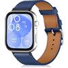 LanQii Pelle Cinturino Compatibile con Huawei Watch Fit 4 Pro/4/3, Fibbia in Acciaio Inox Cinturino di Ricambio Uomini Donne Cinturini per Huawei Watch Fit 4 Pro/4/3 - Blu
