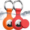 Joremx per AirTag Portachiavi, 2 Pack (Rosso+Arancione) | Impermeabile IPX8, Silicone Porta per AirTag di 1ª e 2ª Gen, Segnale Inalterato, Attaccare a Chiavi/Valigie/Collari per Cani