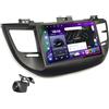 UGAR Autoradio Android 15, compatibile con Hyundai Tucson 2015-2018, 9 pollici, 2K, touch screen, radio con CarPlay e Android Auto, 8 GB + 128 GB, Bluetooth, Wi-Fi, DSP, DAB+, navigazione GPS