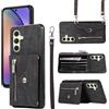 Asuwish Cover per Samsung Galaxy A54 5G con Cordino Laccio Portafoglio Pelle Porta Carte Supporto Protettivo Protezione TPU Silicone Antiscivolo A 54 54A 4G A546B A545G Custodia Case Femmina Nero