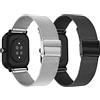 LanQii 20mm Metall Armband für Amazfit T-Rex 3 Pro 44mm/Amazfit Active 2/Active/Bip 3/Bip 3 Pro Uhrenarmband, Edelstahl Ersatzarmband für Amazfit GTR Mini/GTR 42mm/GTS 4/GTS 4 Mini