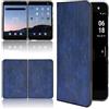LMFULM® Cover per Microsoft Surface Duo (8,1 pollici), sottile, custodia protettiva per telefono, flessibile, rigida, in policarbonato, con motivo litchi, colore: blu
