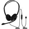 eartec office Cuffie USB con microfono, compatibili con MS Teams, Skype for Business e Zoom - eartec office 150D USB Double Ear Headset