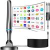 QGClearSO Antenna TV interna, 2026, potente antenna HD con amplificatore regolabile ricezione 360°, base magnetica, resistente, per copertura del segnale TV aperta da 450 km, compatibile con 4K 1080P DVB-T
