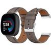 LanQii Pelle Cinturino Compatibile con Fitbit Versa 4/Versa 3/Sense 2/Sense, Pelle Bovina Fibbia in Acciaio Inox Cinturino di Ricambio Cinturini per Fitbit Versa 4/Versa 3/Sense 2/Sense, Grigio