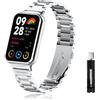 LanQii Cinturino Compatibile con Xiaomi Smart Band 8 Pro/Xiaomi Band 8 Pro, Acciaio Inossidabile Metallo Cinturino di Ricambio Sgancio Rapido Braccialetto per Xiaomi Band 8 Pro -Argento