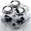 LanQii Protezione Lente Pellicola Compatibile con iPhone 14 Pro/iPhone 14 Pro Max, Telaio Alluminio Vetro Temperato Protezione Fotocamera Posteriore Durezza 9H per iPhone 14 Pro/14 Pro Max -Argento