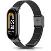 LanQii Cinturino Compatibile per Xiaomi Smart Band 10 / Xiaomi Smart Band 9 / Mi 8, Acciaio Inossidabile Cinturini di Ricambio Uomini Donne - Nero