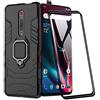 XIFAN Custodia per Xiaomi Mi 9T Nuovo [Robusto] Tattico Anello Metallico Cavalletto [Funziona con Il Supporto Magnetico per Auto] Case Paraurti, Nero + 2 Pack Pellicola Protettiva