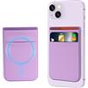 imluckies Portafoglio Magnetico Compatibile con MagSafe Wallet per iPhone 16 15 14 Pro Max Plus, Ultra Sottile Doppio Elastico in Tessuto Tasche Porta Carte per iPhone 12 13 Pro Max Mini, Viola