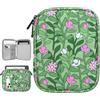 Vinabilia 6-7 Pollici Borsa Custodia Protettiva per E-Reader, Ciano+Fiori | per Nuovo 6 Kindle/7 Kindle Paperwhite/7 Kindle Colorsoft Signature Edition, 6 Kobo Clara Colour, Kindle Oasis E-Reader
