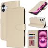 Zouzt Cover per iPhone 16 Plus 6,7 pollici, Custodia antiurto per telefono Cellulare Magnetica in Pelle PU Custodia in Pelle Flip Case Portafoglio Slot CarteSupporto Phone Cover (Beige)