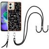SNCLET Custodia per Motorola Moto G54 Cover con Cordino Premium TPU Edges PC Back Antiurto Anti Scratch Custodia con Lanyard Collana Staccabile Regolabile Protettiva Case per Moto G54,Black Numbers