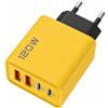 ERBO Caricatore USB C da 120 W, 4 porte, con 2 USB-C PD 3.0 e 2 USB-A, caricatore USB multiplo per MacBook, laptop, iPhone 17/16/15, iPad, Samsung Galaxy, tablet, giallo