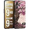 CUSTOMIZZA - Custodia cover nera morbida in tpu compatibile per Realme 9 4G - 9 PRO PLUS giapponese colori morbidi fiori di ciliegio rosa disegnata